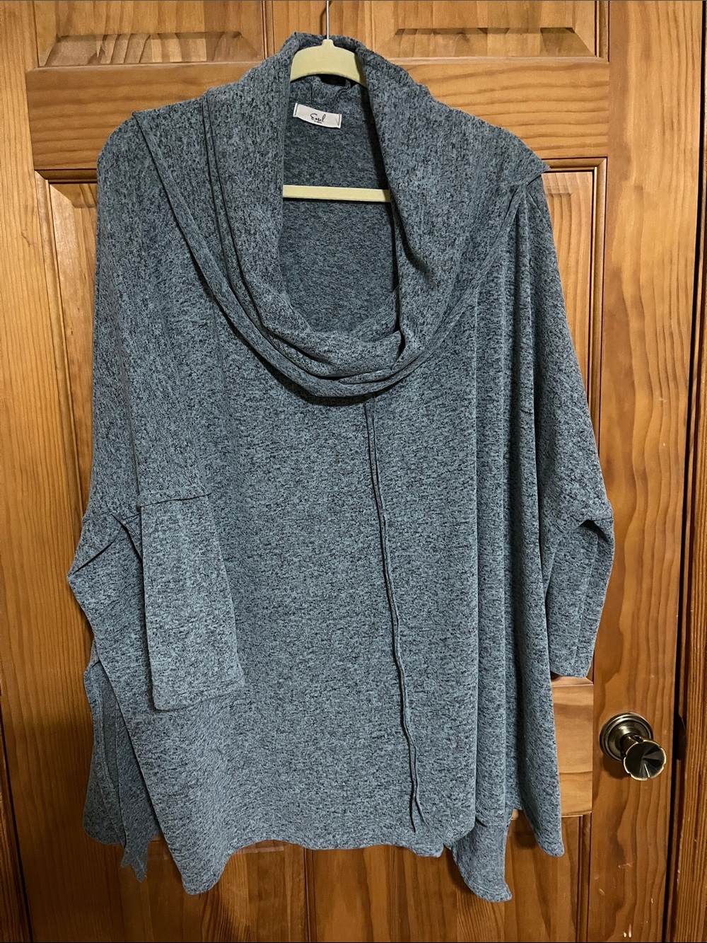 Easel Heather Gray Cowl Neck Sweater
